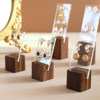 귀걸이 스터드 디스플레이 스탠드 Transparent Acrylic Stud Earrings Display Stand (w/ wood base)